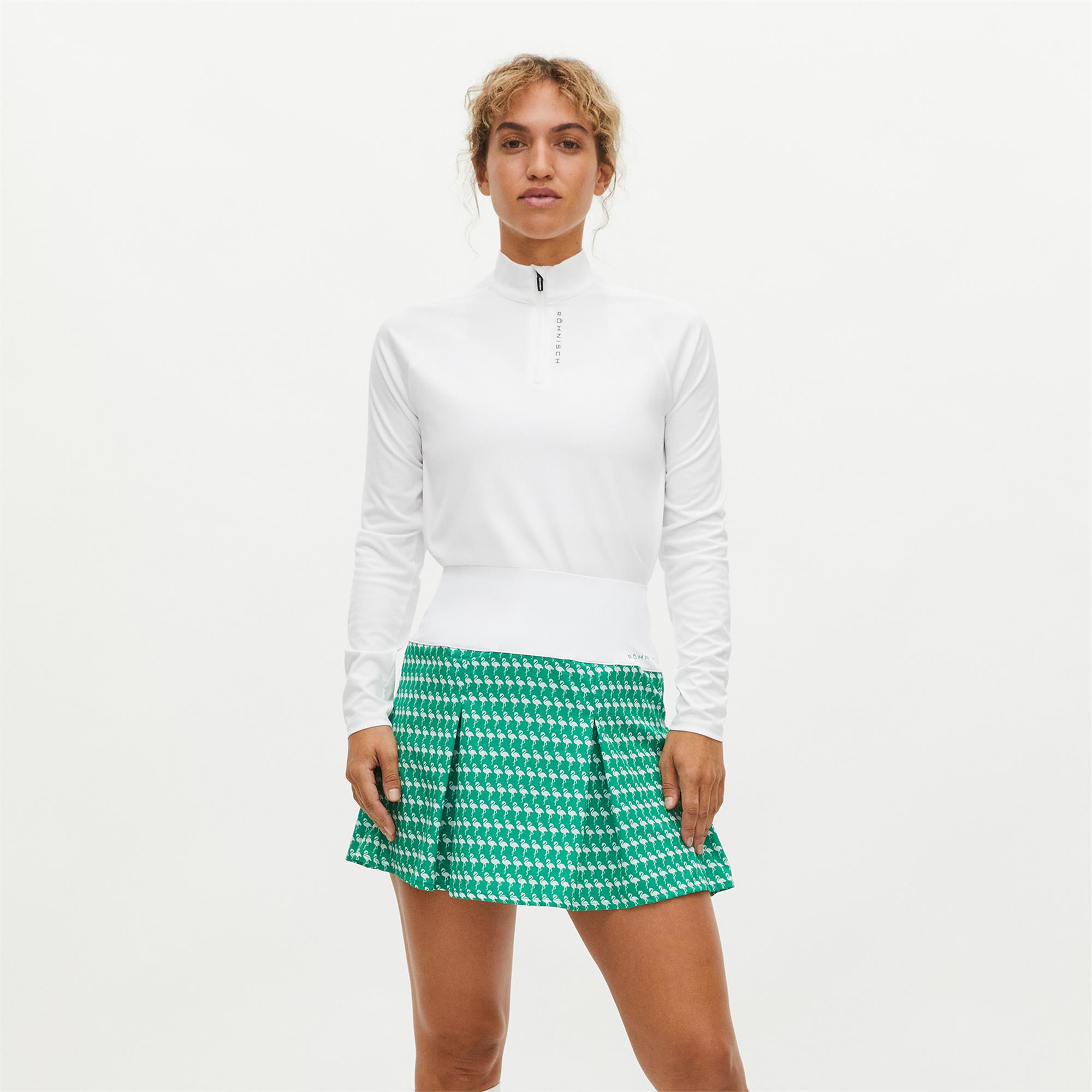 Rohnisch Aurora Pleated Ladies Golf Skort Flamingo Aop Jelly Bean